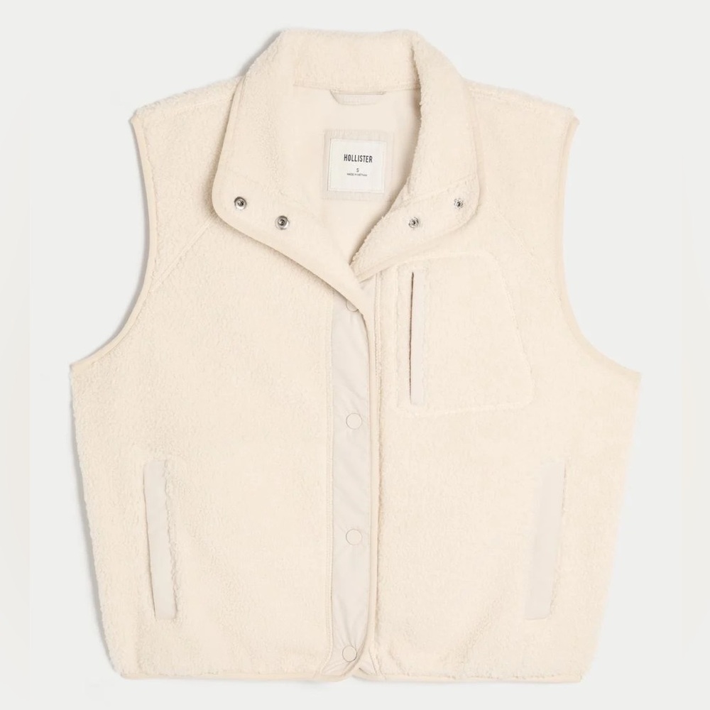 Hollister Sherpa Vest Women’s Beige XS